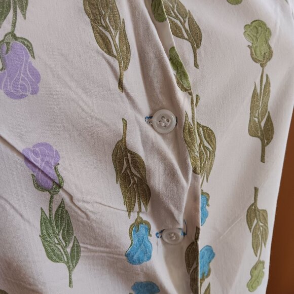 1OF1 Vintage 1950's Blouse top Sleeveless Button-Up Floral Handmade Cotton - Picture 3 of 9